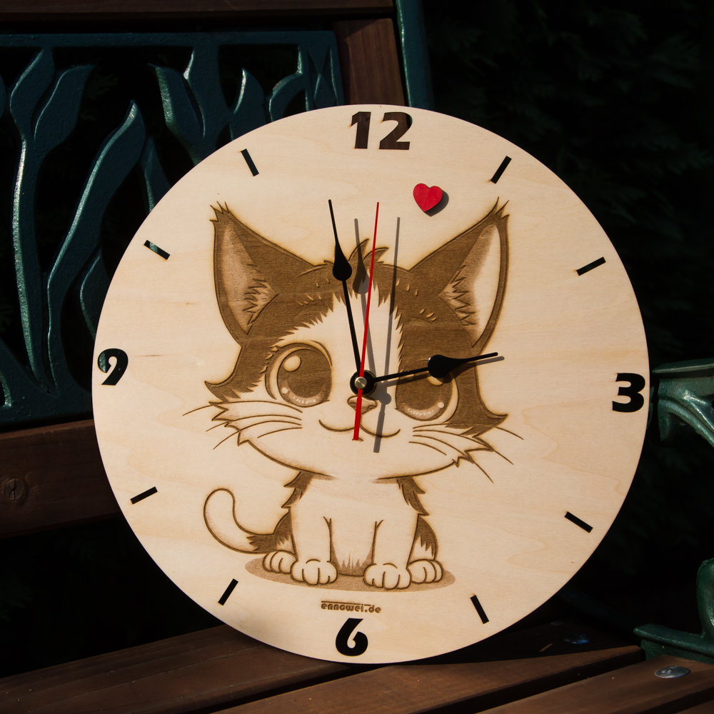 Holzuhr Modell Katze_03